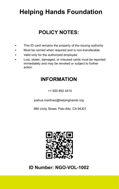 Free NGO Employees ID Card Template to Edit Online