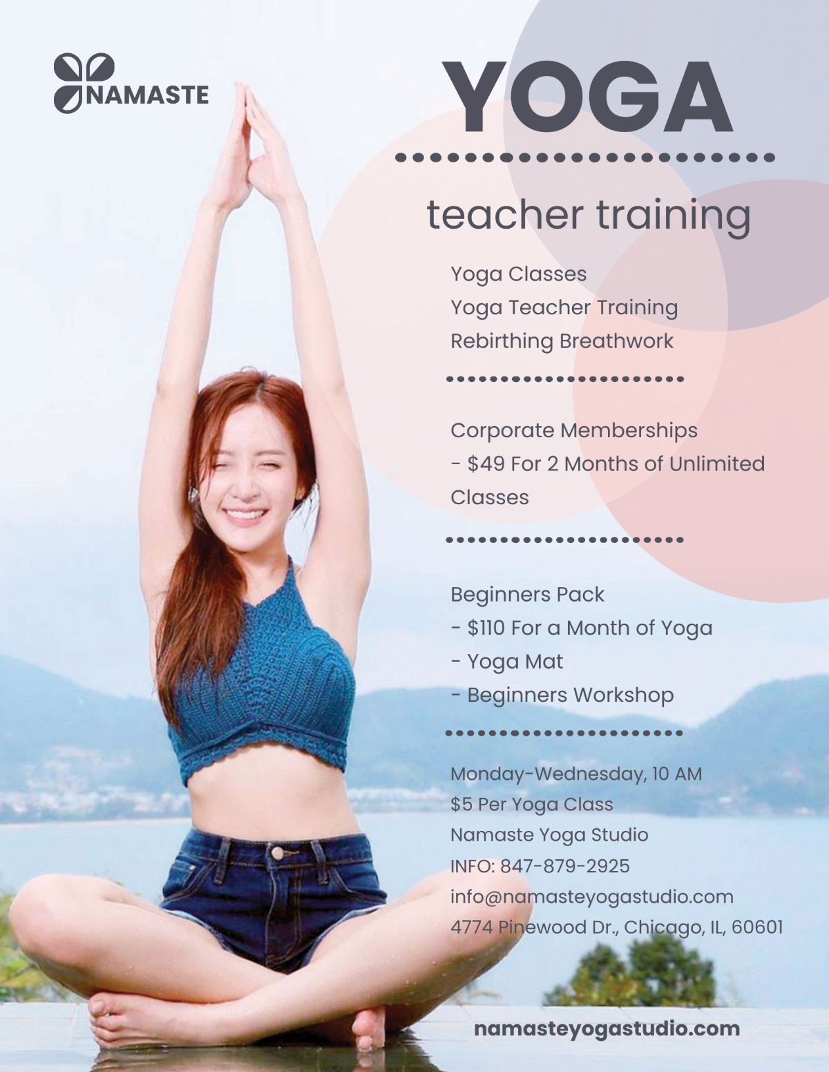 Yoga Instructor Studio Flyer Template - Edit Online & Download