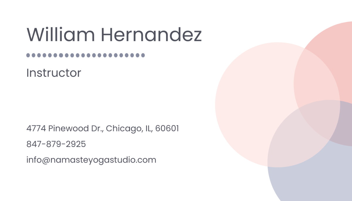Free Yoga Instructor & Studio Business Card Template