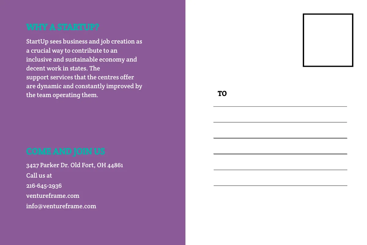 Free Startup Postcard Template to Edit Online