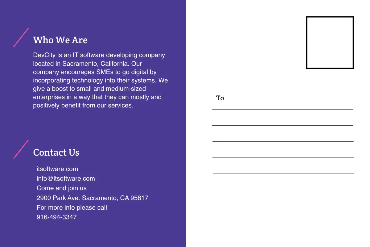 Free IT Software Postcard Template to Edit Online