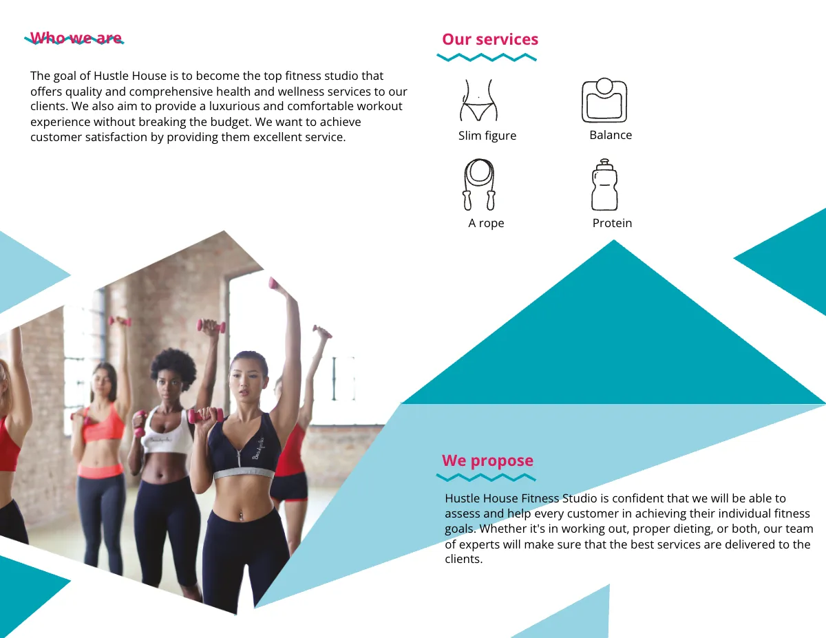 Free Fitness Studio Bi-Fold Brochure Template to Edit Online
