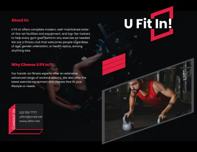 Free Editable Gym Bi-Fold Brochure Template to Edit Online