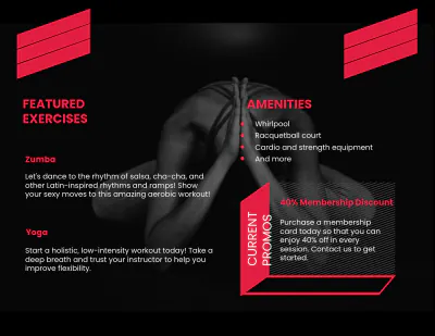 Free Editable Gym Bi-Fold Brochure Template to Edit Online