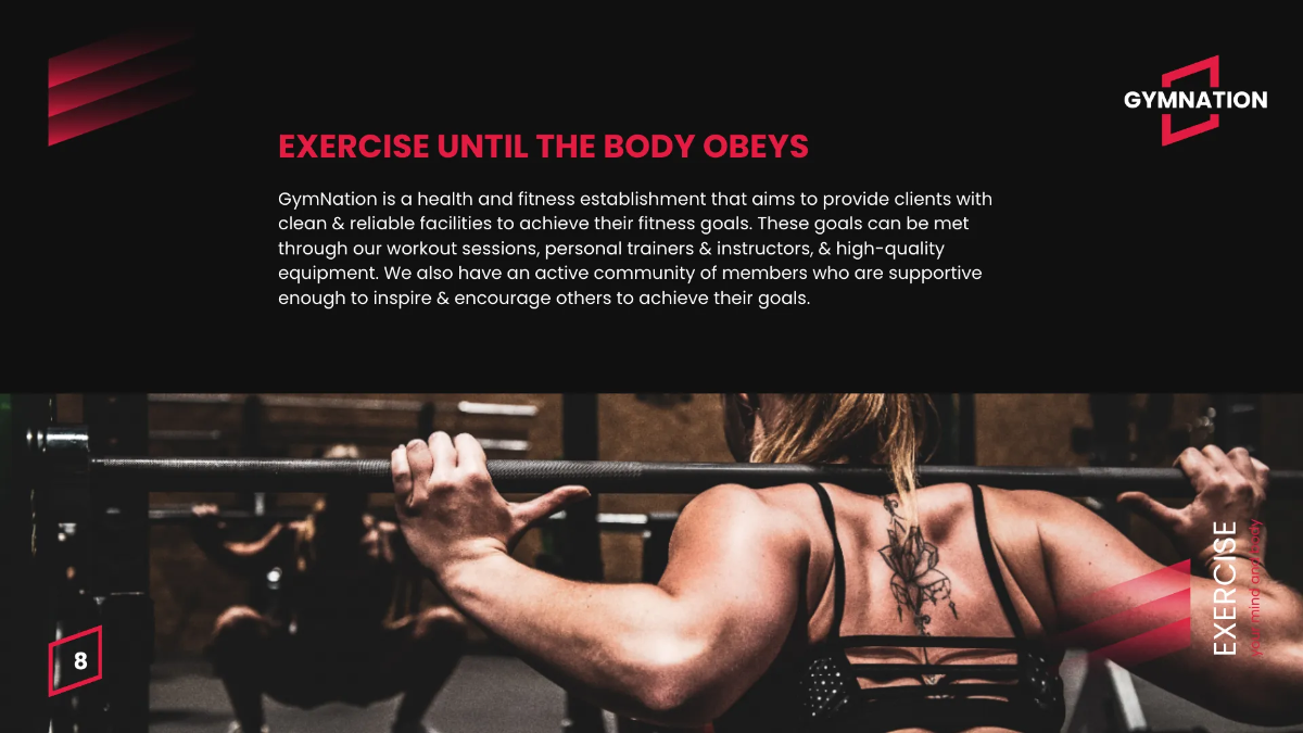 Free Gym Promotion Presentation Template to Edit Online