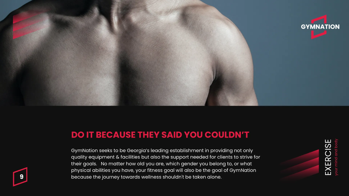 Free Gym Promotion Presentation Template to Edit Online