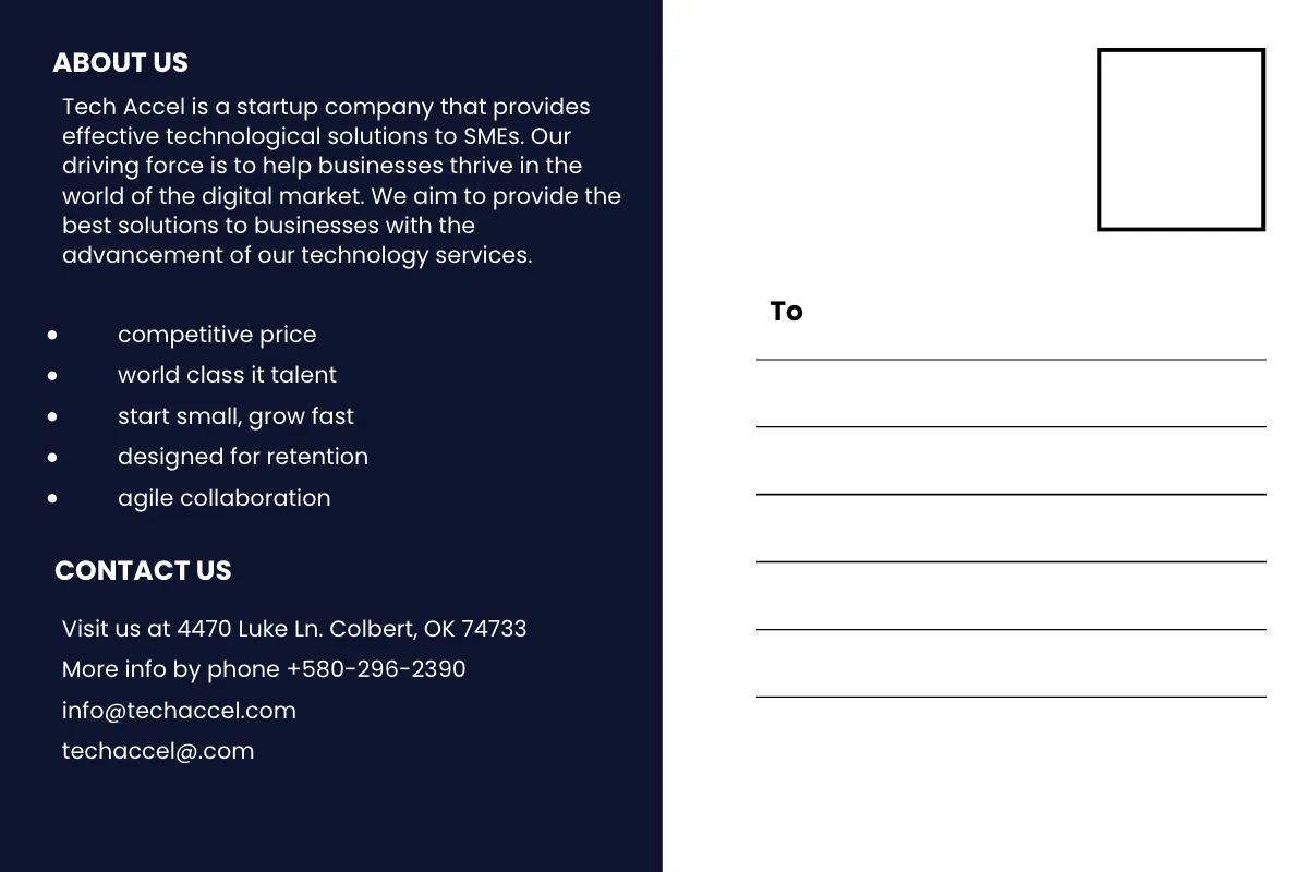 Free Tech Startup Postcard Template to Edit Online