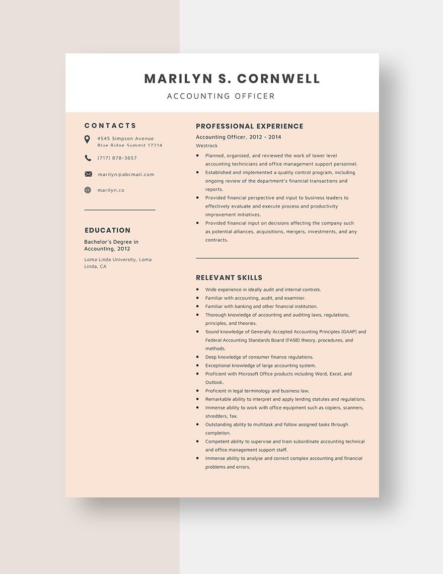 Accounting Officer Resume
