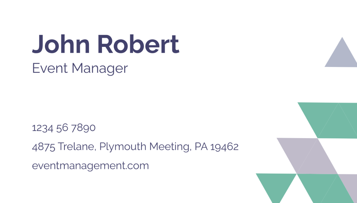 Free Event Management Business Card Template