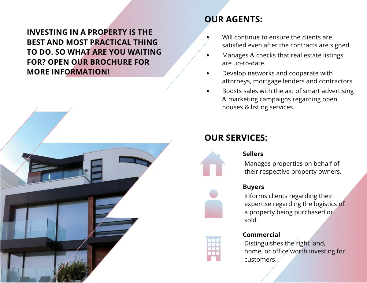 Free Real Estate Agent/Realtor Bi-Fold Brochure Template to Edit Online