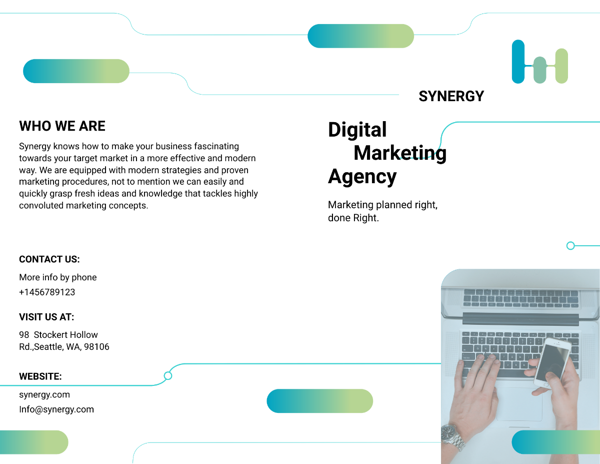 Digital Marketing Company Agency Bi-Fold Brochure Template - Edit Online & Download