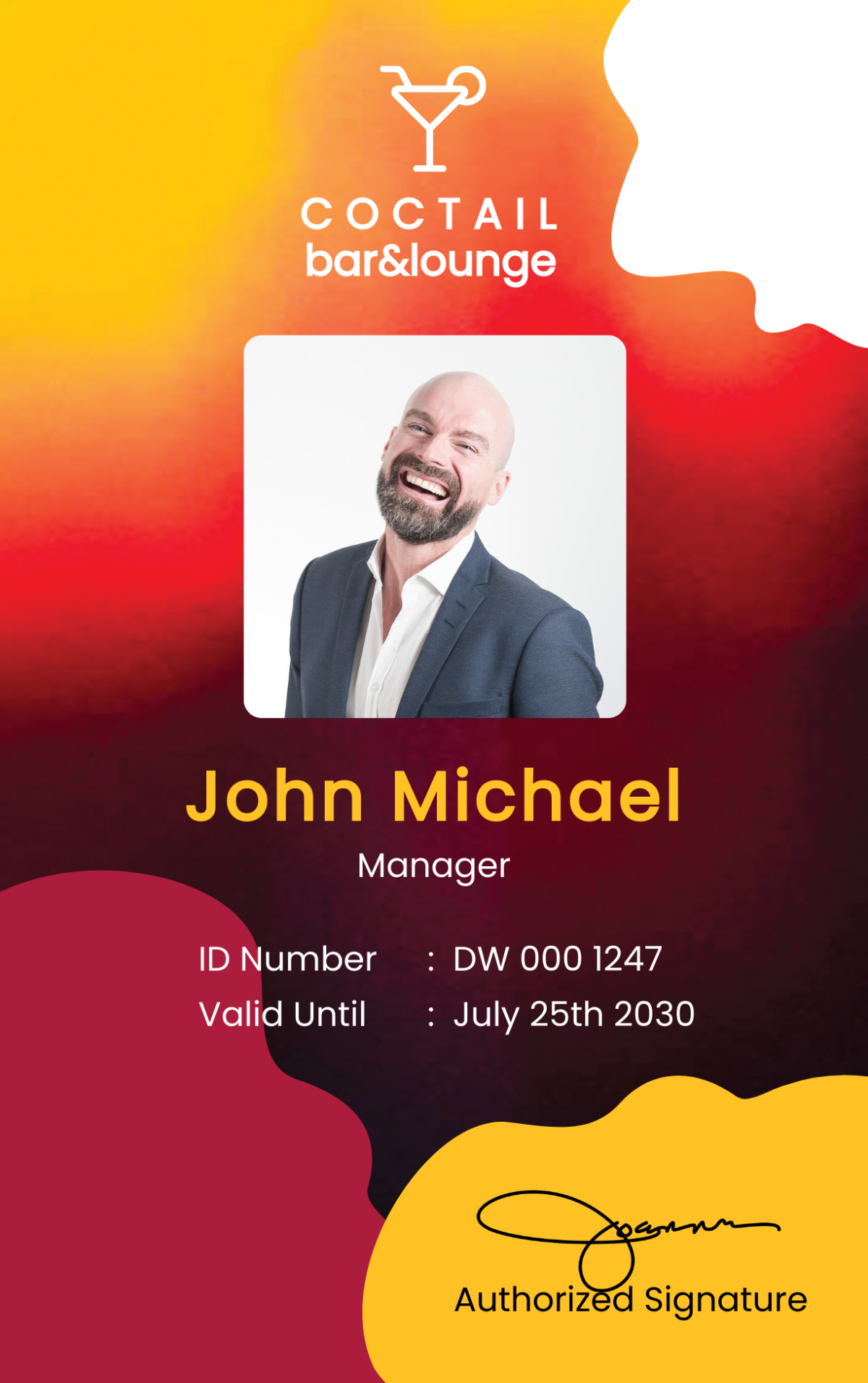 Bar/Lounge ID Card Template