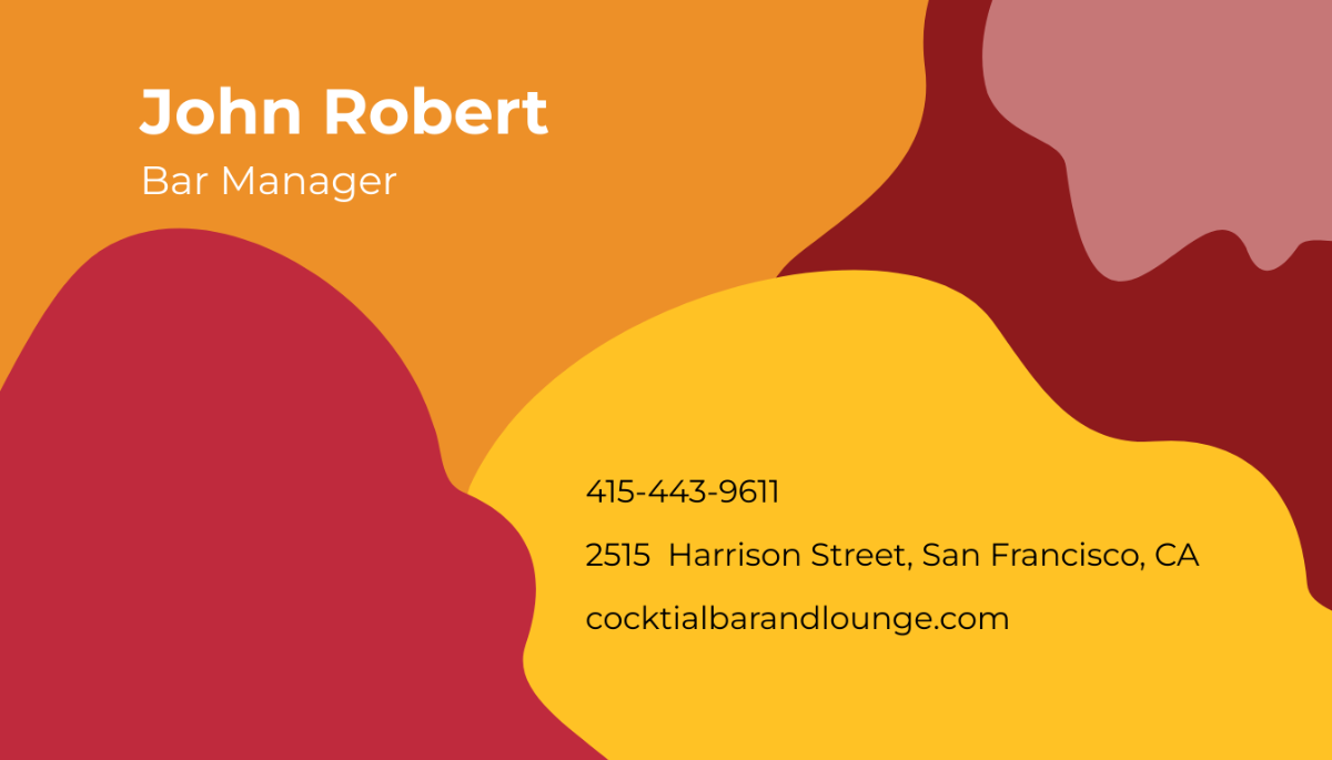 Free Bar/Lounge Business Card Template