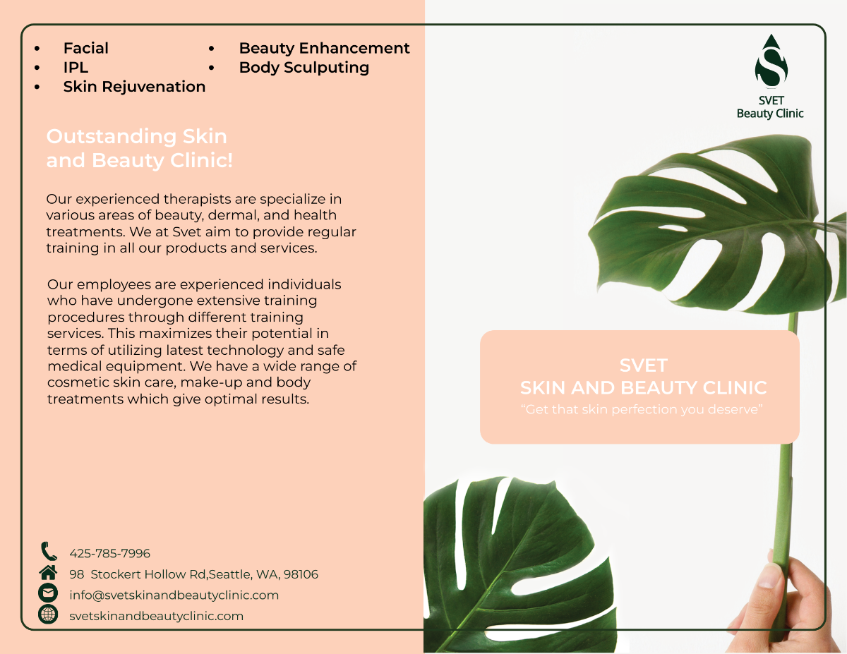 Skin Beauty Clinic Bi-Fold Brochure Template