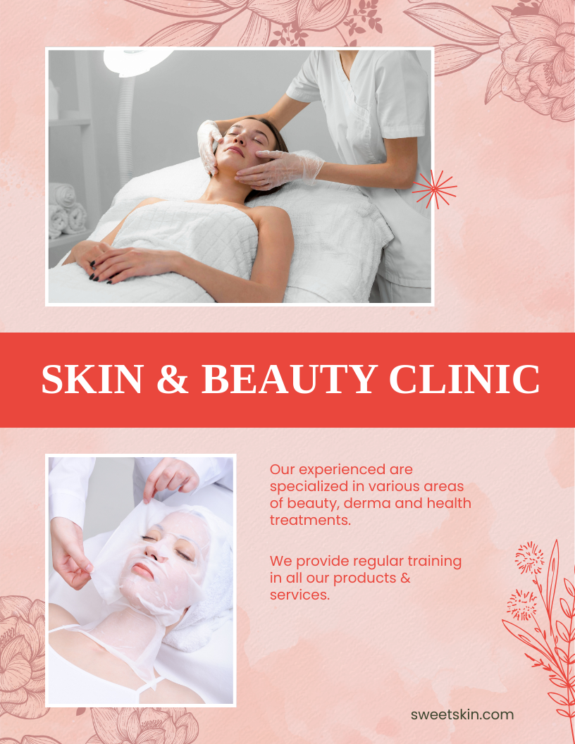 Skin Beauty Clinic Pamphlet Template