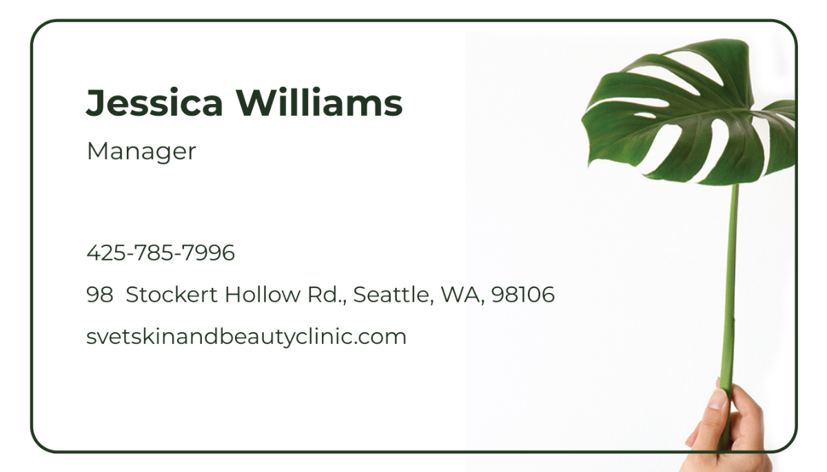 Free Skin Beauty Clinic Business Card Template