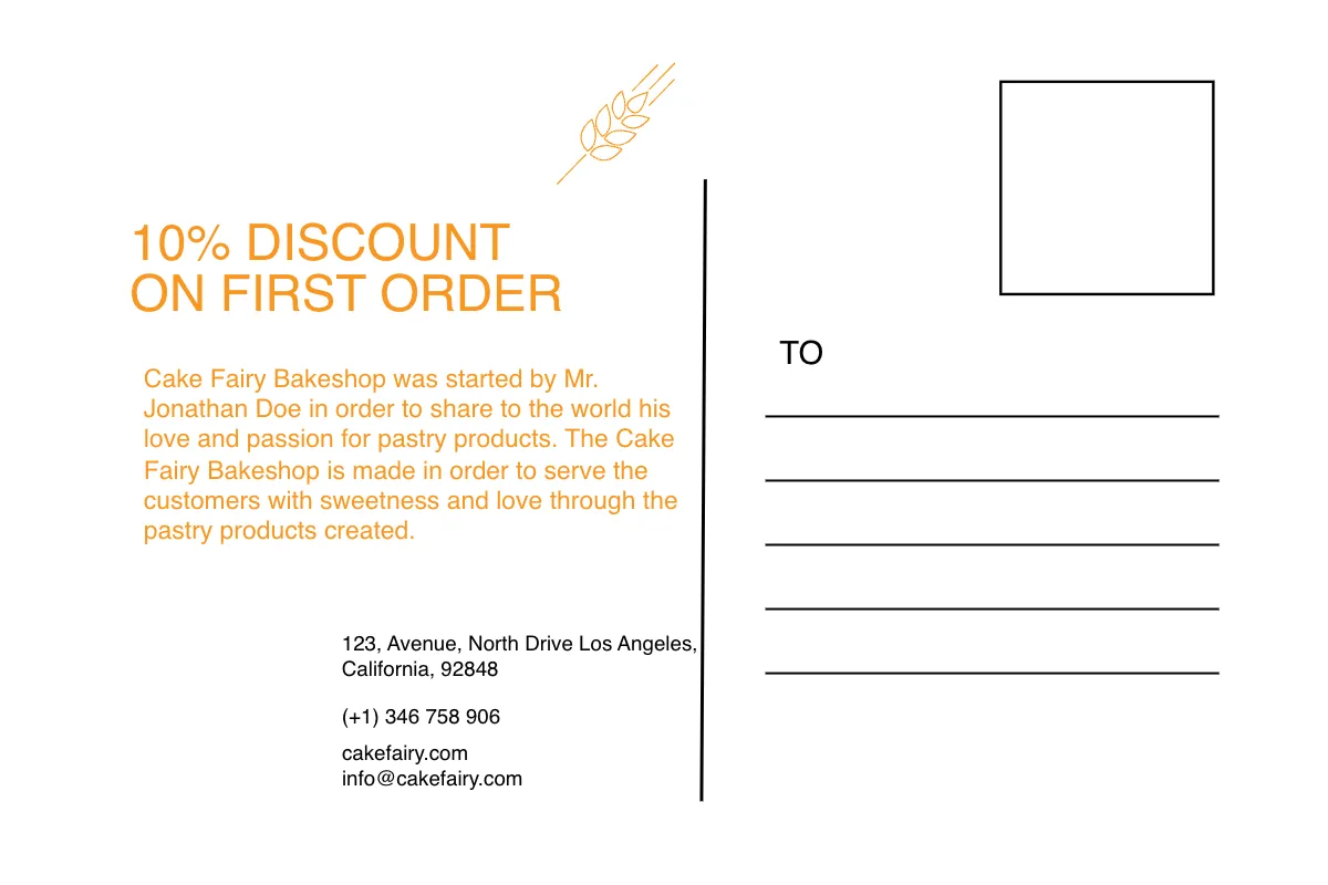 Free Bakery Postcard Template to Edit Online