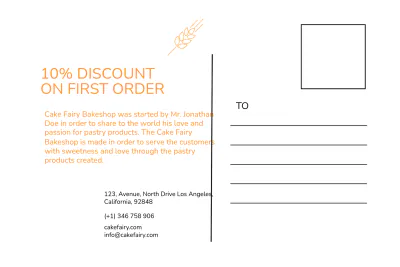 Free Bakery Postcard Template to Edit Online
