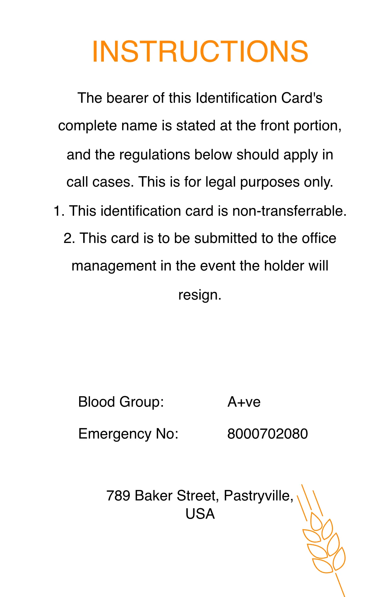 Free Bakery ID Card Template to Edit Online