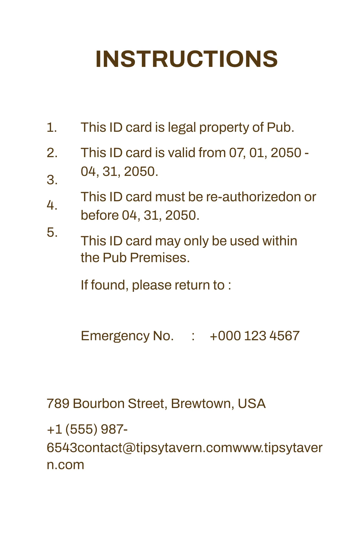 Free Pub ID Card Template to Edit Online