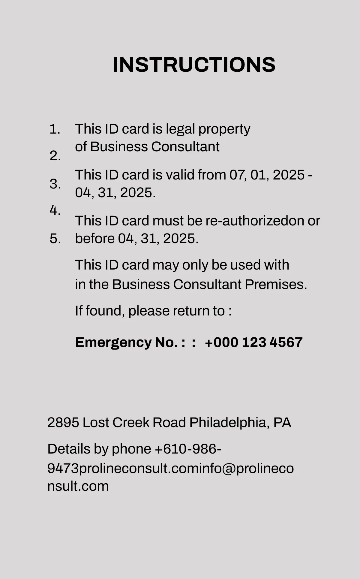 Free Business Consultant ID Card Template to Edit Online