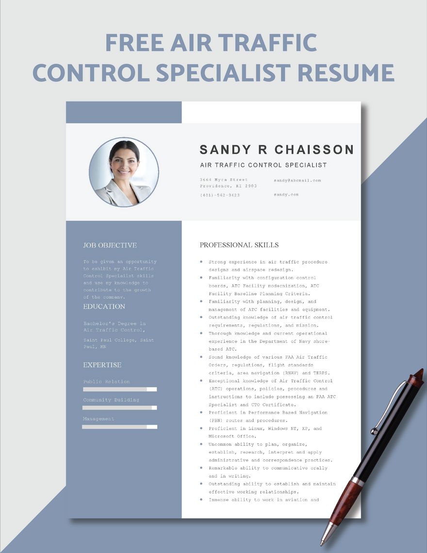 Air Traffic Control Specialist Resume in Word, Pages - Download | Template.net