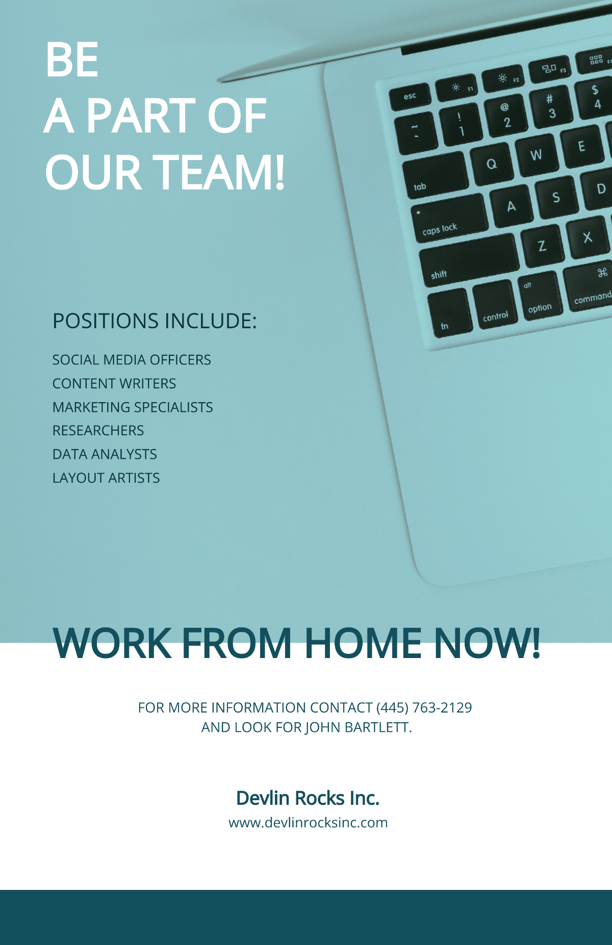 Work From Home Now Poster Template