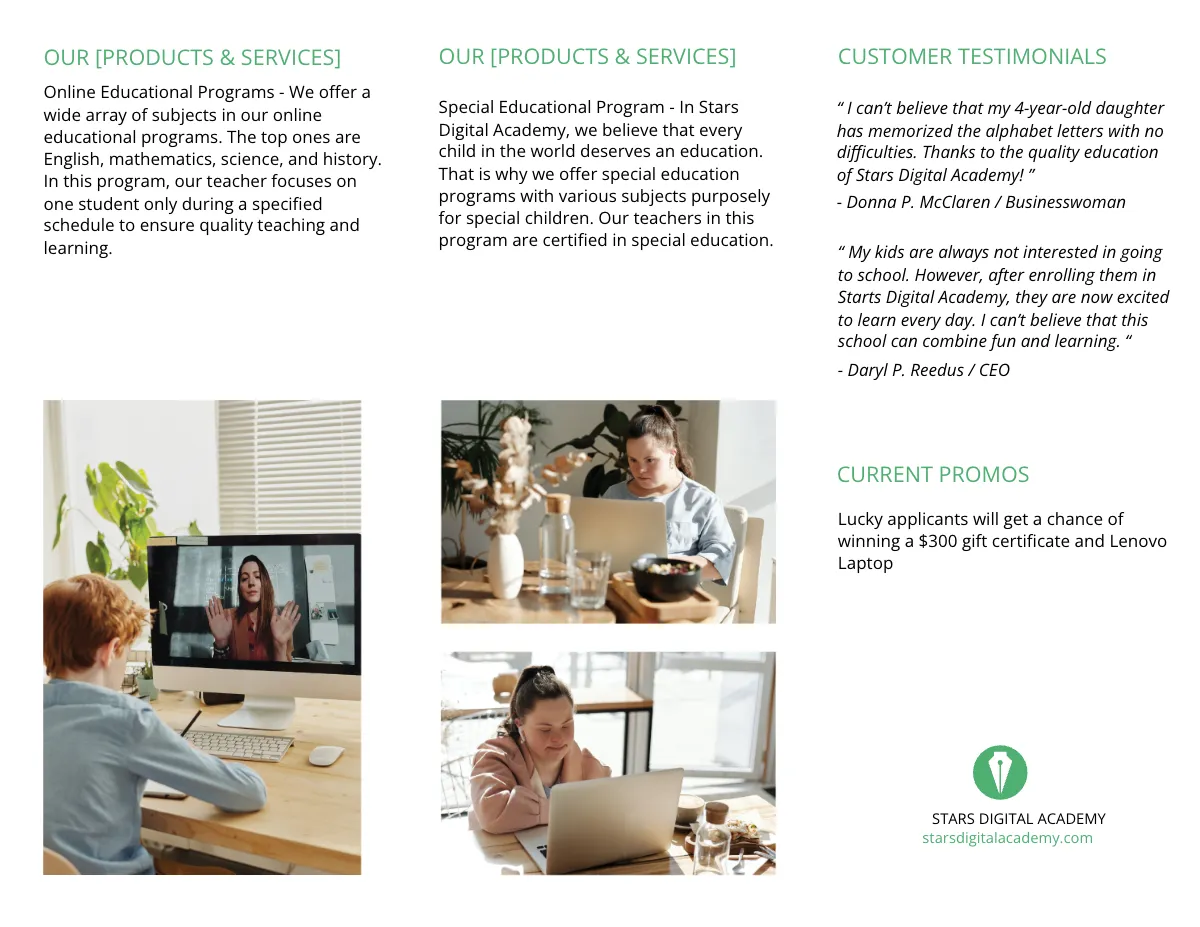 Free Tri-Fold Simple Work From Home Brochure Template to Edit Online