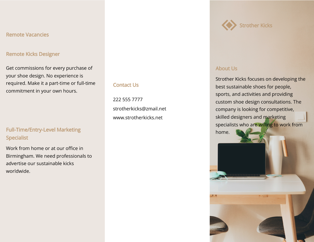Free Modern Tri-Fold Work From Home Brochure Template