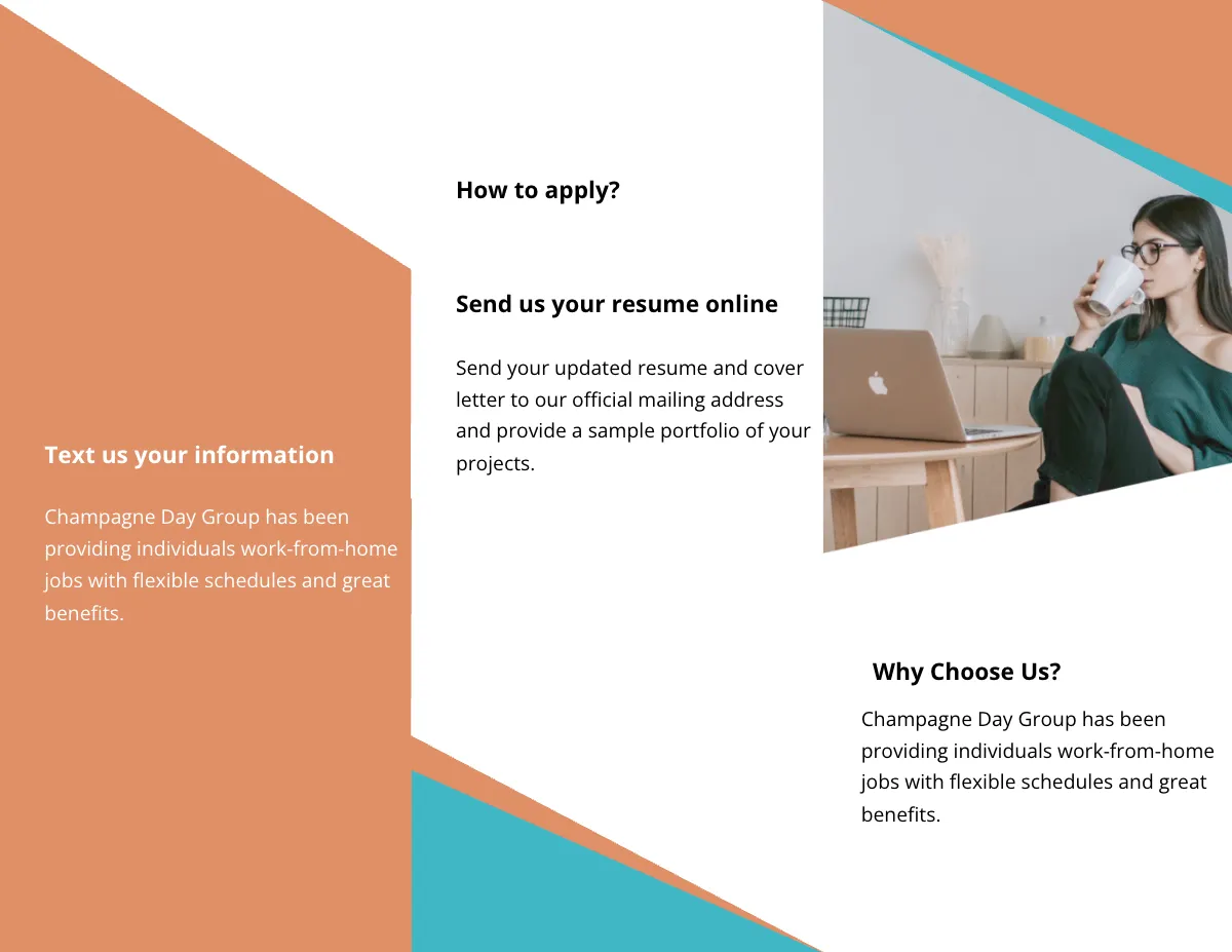 Free Creative Tri-Fold Work From Home Brochure Template to Edit Online