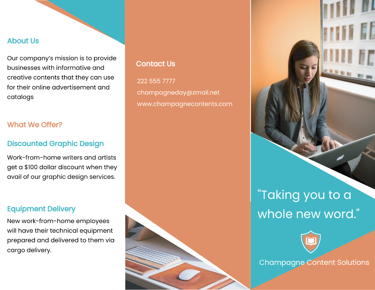 Free Creative Tri-Fold Work From Home Brochure Template