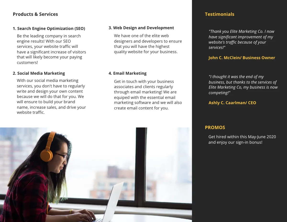 Free Work From Home Tri-Fold Job Brochure Template to Edit Online
