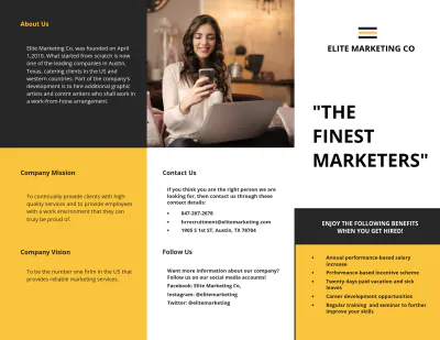 Free Work From Home Tri-Fold Job Brochure Template to Edit Online