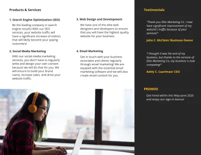 Free Work From Home Tri-Fold Job Brochure Template to Edit Online