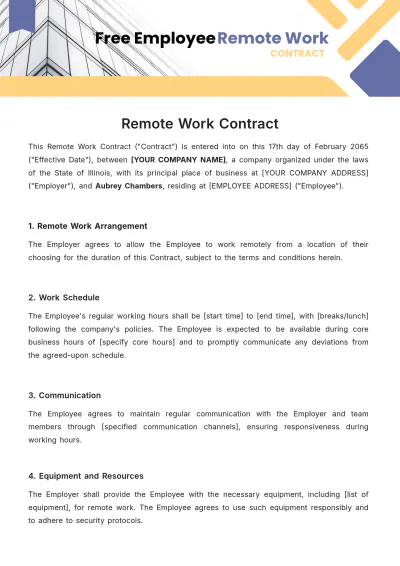 Free Employee Remote Work Contract Template to Edit Online