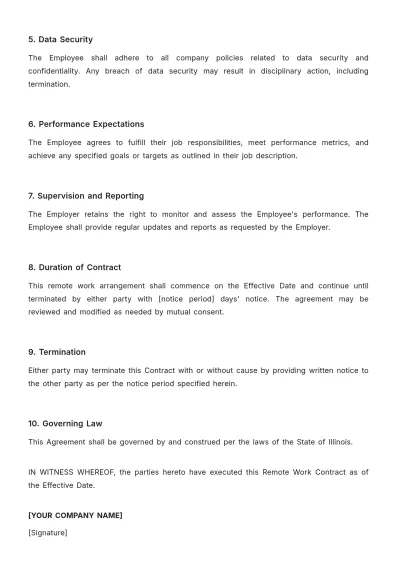 Free Employee Remote Work Contract Template to Edit Online