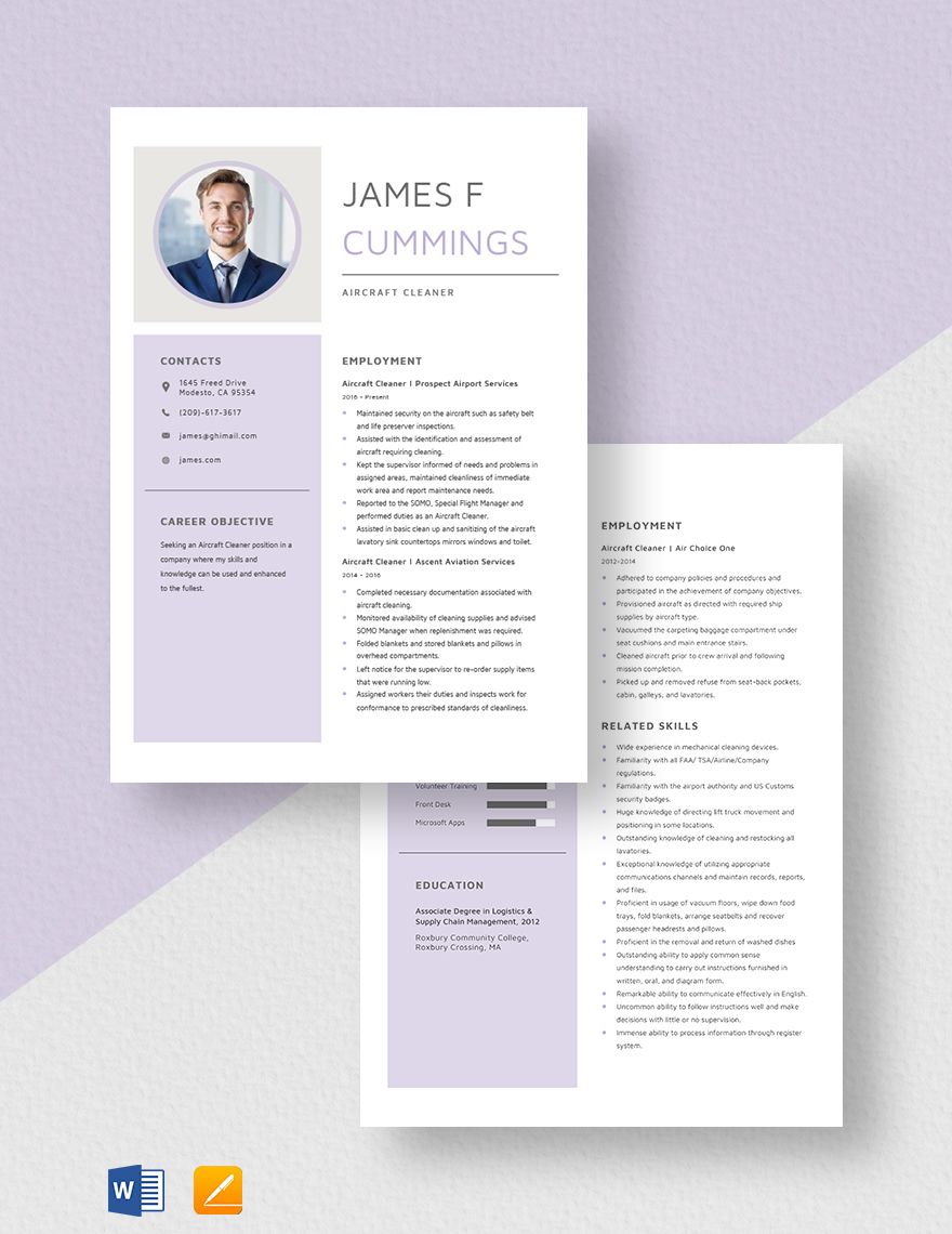 Aircraft Cleaner Resume