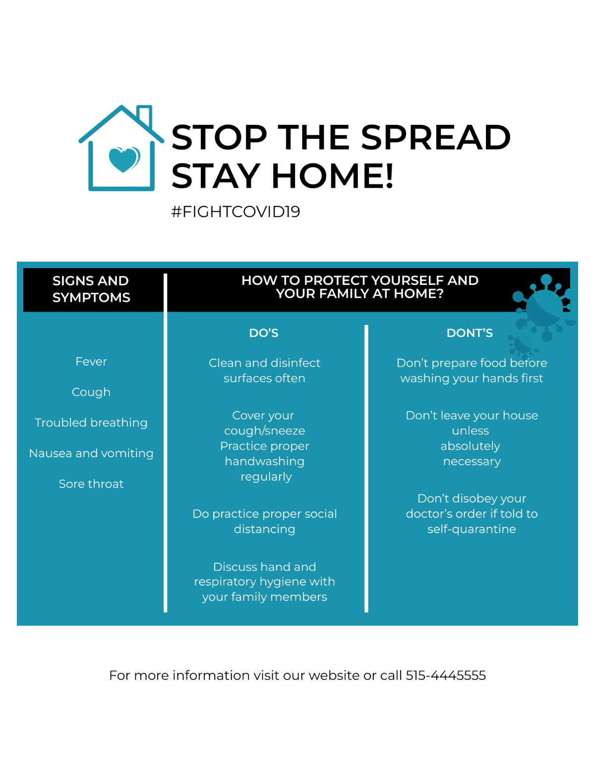 Stay Home Coronavirus COVID-19 Awareness Flyer Template