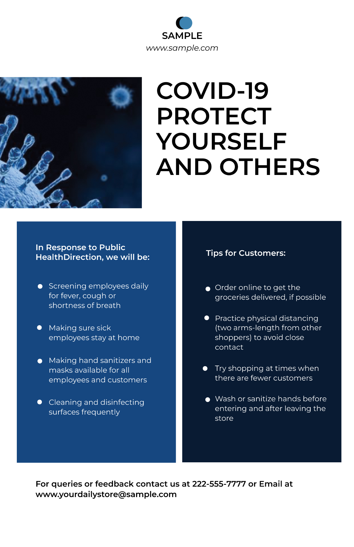 Coronavirus COVID-19 Customer Information Poster Template
