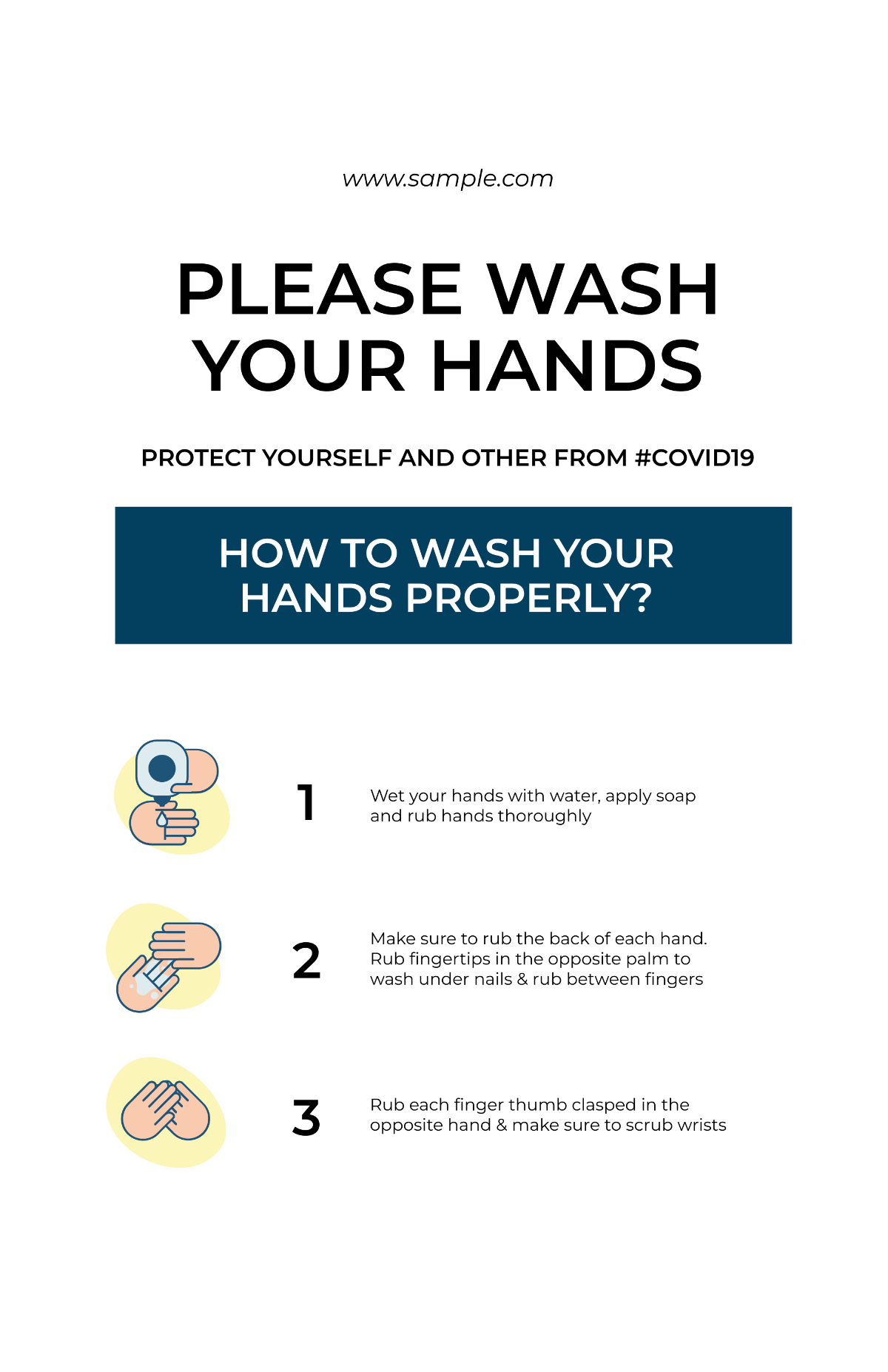 Coronavirus COVID-19 Please Wash Your Hands Poster Template