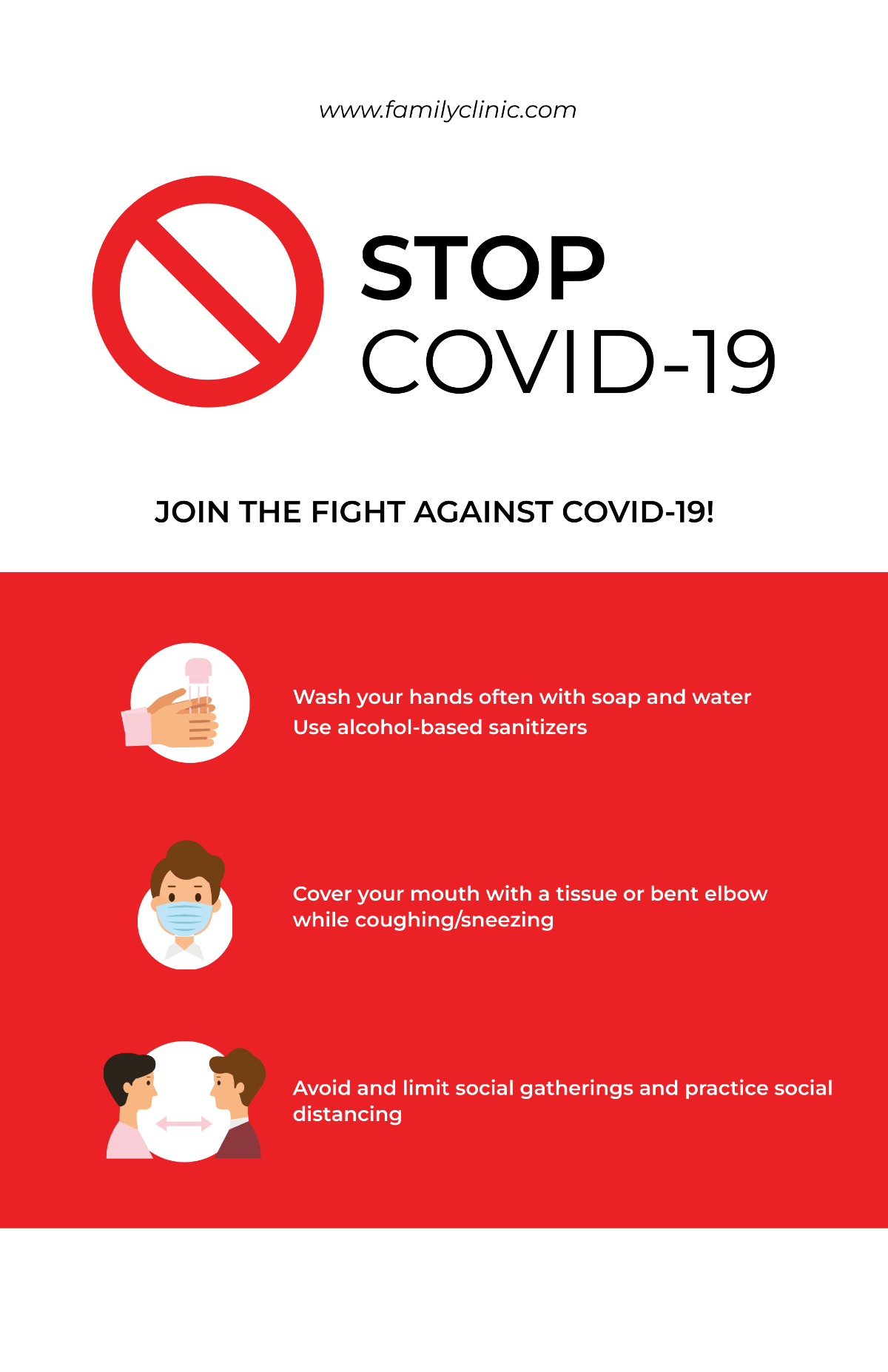 Stop Coronavirus COVID-19 Campaign Poster Template