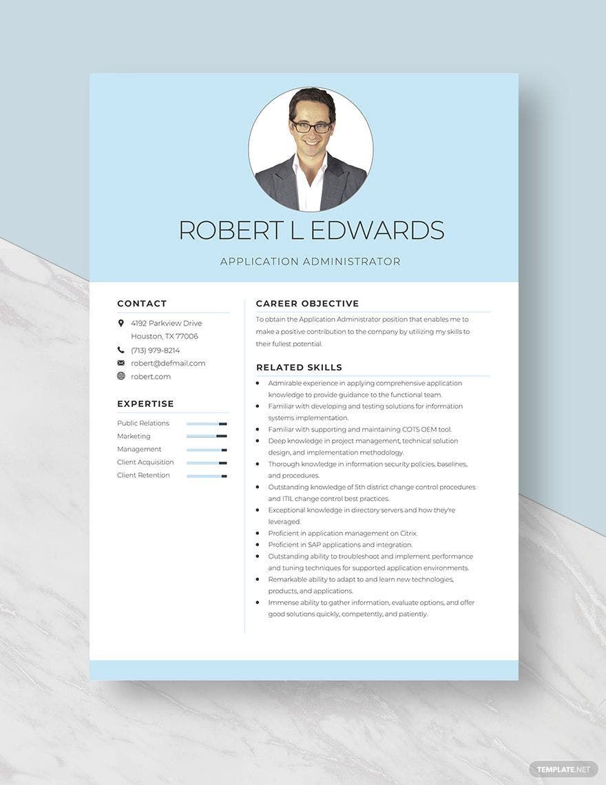 Application Administrator Resume Template