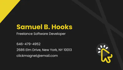 Free Freelance Software Developer Business Card Template to Edit Online