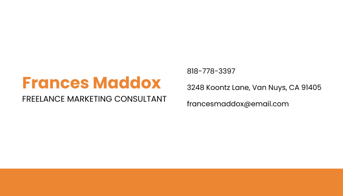 Freelance Consultant Business Card Template