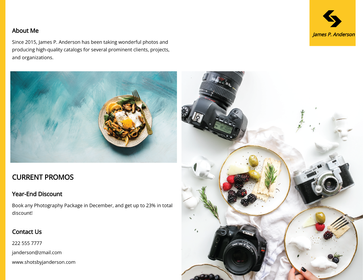 Bi-Fold Freelance Photographer Brochure Template