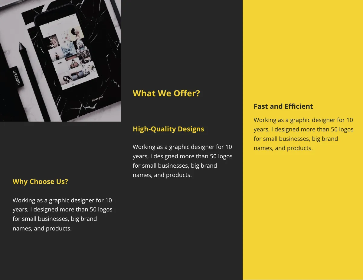 Free Tri-Fold Freelance Graphic Designer Brochure Template to Edit Online