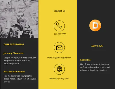 Free Tri-Fold Freelance Graphic Designer Brochure Template to Edit Online