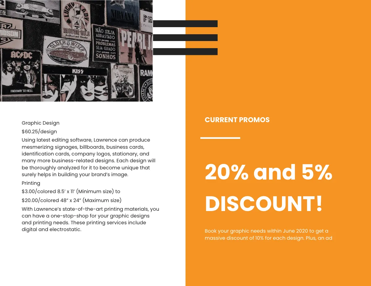 Free Bi-Fold Freelance Graphic Designer Brochure Template to Edit Online