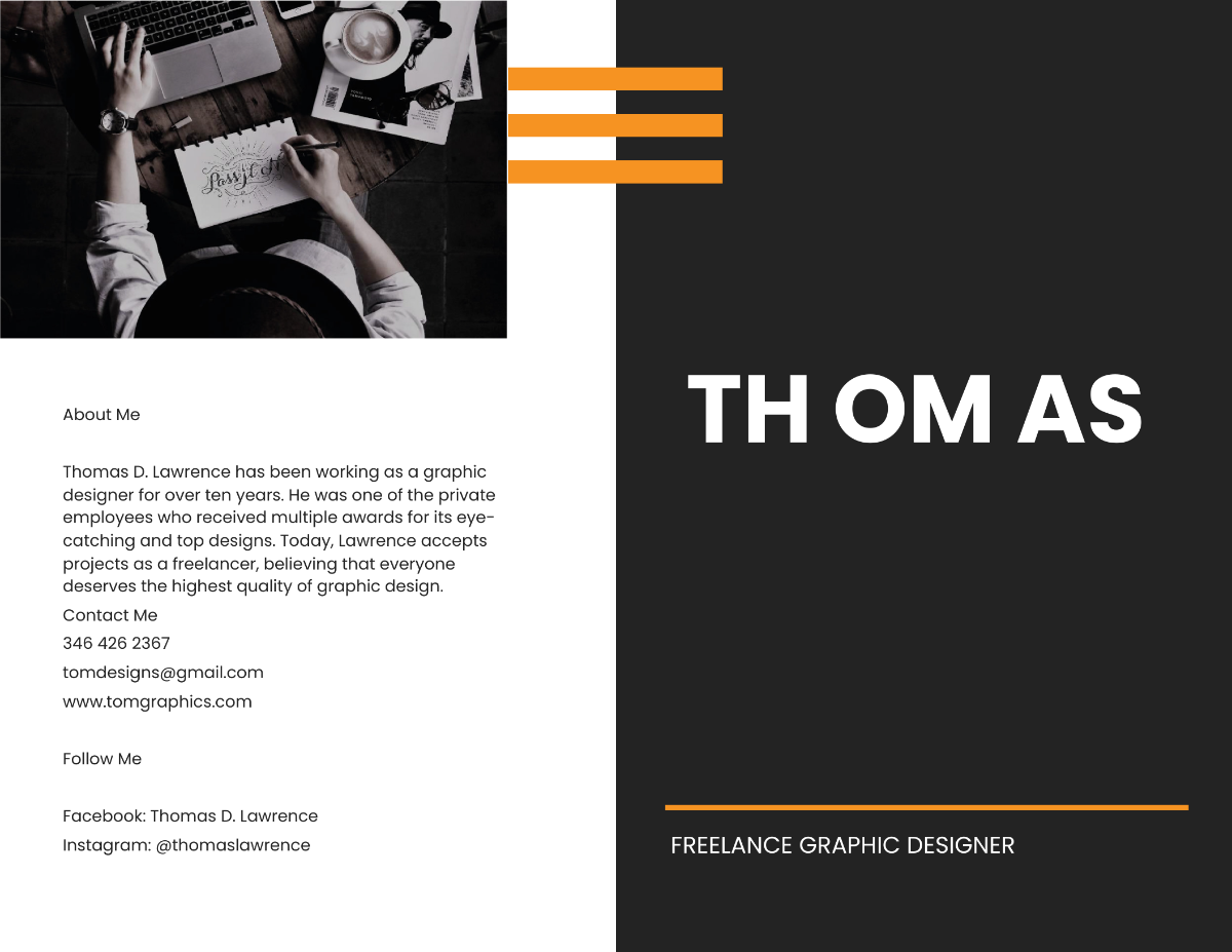 Bi-Fold Freelance Graphic Designer Brochure Template - Edit Online & Download