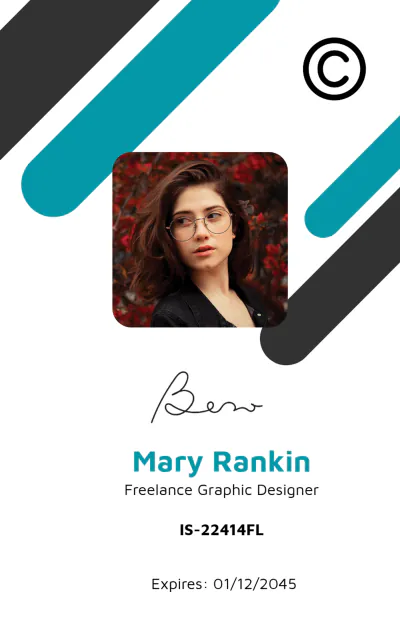 Free Simple Freelance ID Card Template to Edit Online